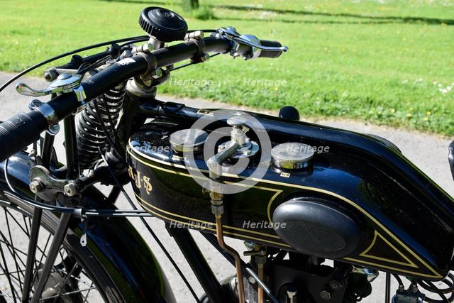 Petrol tank of a 1927 AJS Big Port motorcycle. Creator: Unknown.