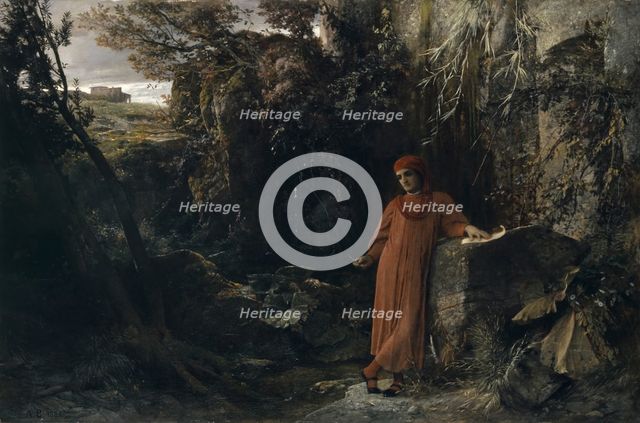 Petrarch at the Spring of Vaucluse, 1867. Creator: Arnold Bocklin.