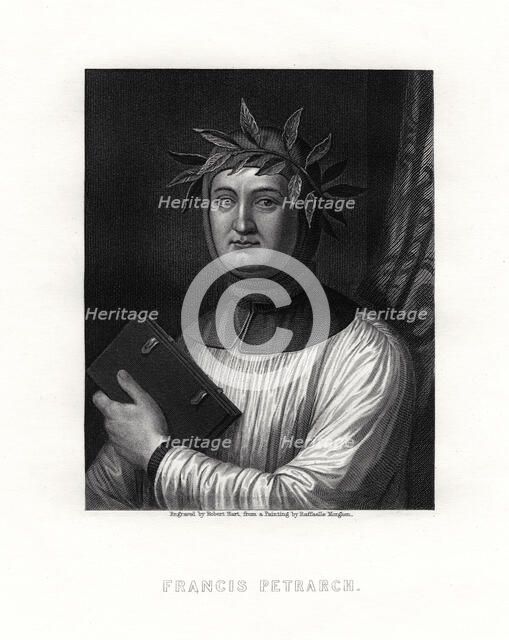 Petrarch, Italian scholar, poet, and early humanist, 19th century. Artist: Robert Hart