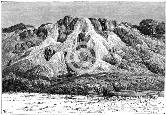 Petrified cascade of Hammam el Meskoutine, Algeria, c1890.Artist: Hildibrand