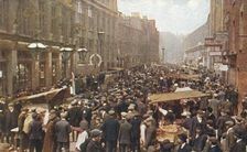 Petticoat Lane market on a Sunday morning, London, c1910. Creator: Unknown
