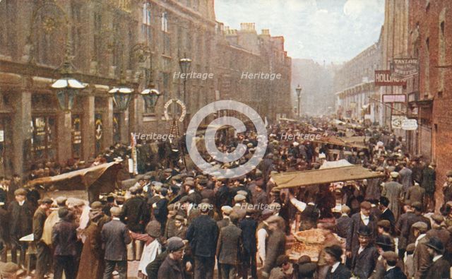 Petticoat Lane market on a Sunday morning, London, c1910. Creator: Unknown.