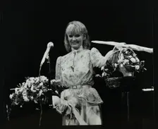 Petula Clark after a concert at the Forum Theatre, Hatfield, Hertfordsire, 1984. Creator: Denis Williams