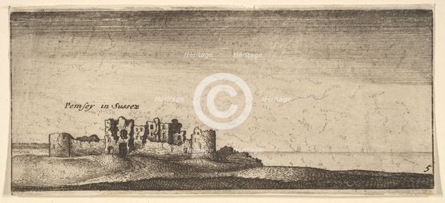 Pevensey Castle, 1652-77. Creator: Wenceslaus Hollar.