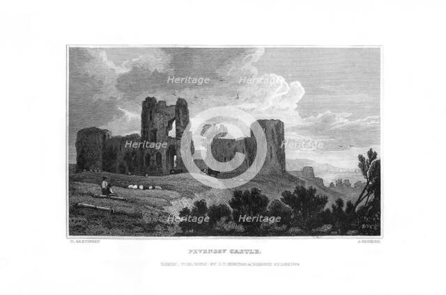 Pevensey Castle, Pevensey, East Sussex, 1829.Artist: J Rogers