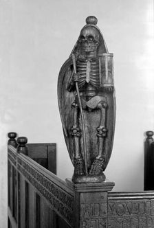 Pew end in Andrew's church, Little Barningham, Norfolk, 1964. Artist: Laurence Goldman