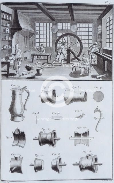 Pewter-making, c1750s. Artist: Unknown