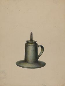 Pewter Oil Lamp, c. 1938. Creator: Walter Hochstrasser