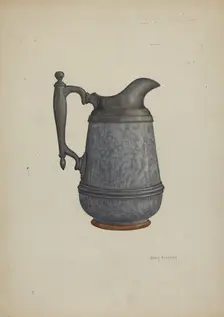 Pewter and Ceramic Pitcher, c. 1937. Creator: Helen Bronson