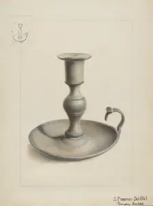 Pewter Candle Holder, c. 1936. Creator: Samuel Fineman