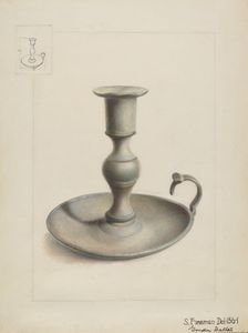 Pewter Candle Holder, c. 1936. Creator: Samuel Fineman