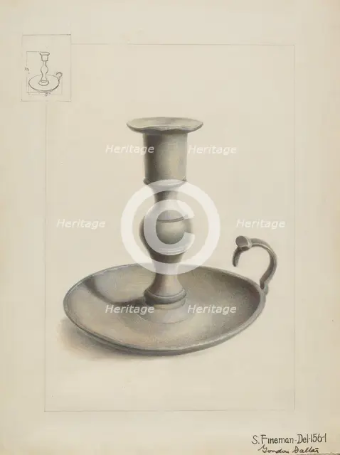 Pewter Candle Holder, c. 1936. Creator: Samuel Fineman.