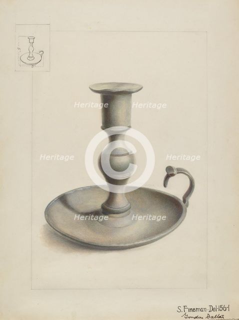 Pewter Candle Holder, c. 1936. Creator: Samuel Fineman.