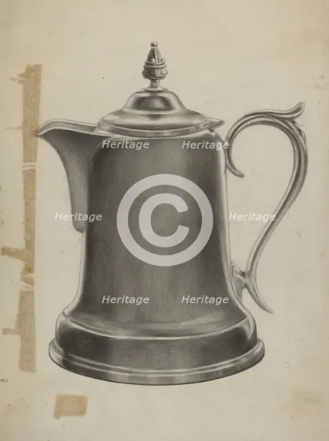 Pewter Coffee Urn, 1935/1942. Creator: Theodore Pfitzer.