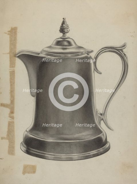 Pewter Coffee Urn, 1935/1942. Creator: Theodore Pfitzer.