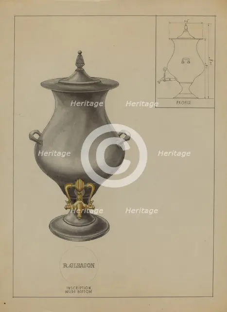 Pewter Coffee Urn, c. 1936. Creator: Philip Johnson.