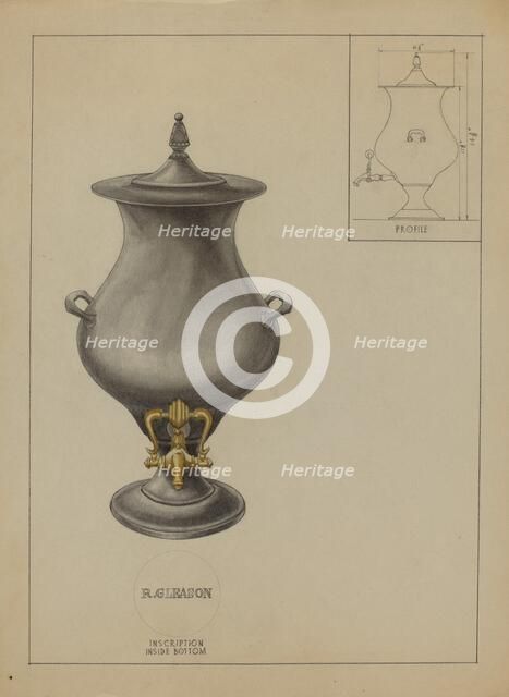 Pewter Coffee Urn, c. 1936. Creator: Philip Johnson.