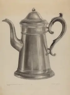 Pewter Coffee Pot, 1935/1942. Creator: Grace Halpin