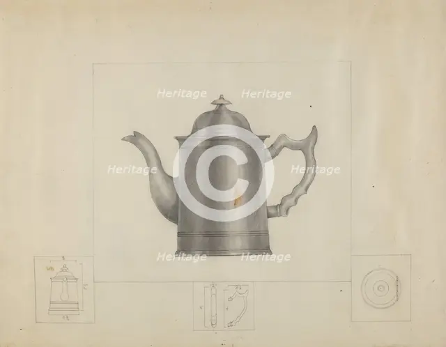 Pewter Coffee Pot, 1935/1942. Creator: Henry Meyers.
