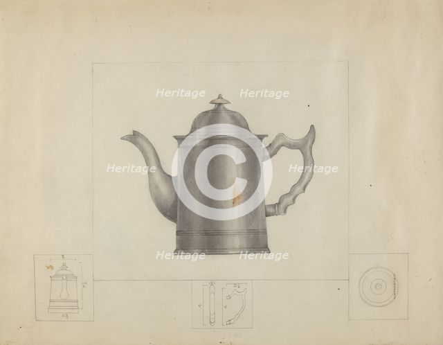 Pewter Coffee Pot, 1935/1942. Creator: Henry Meyers.