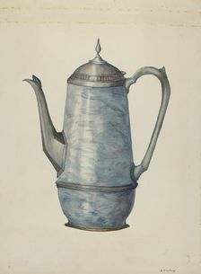 Pewter Coffee Pot, c. 1936. Creator: Beulah Bradleigh