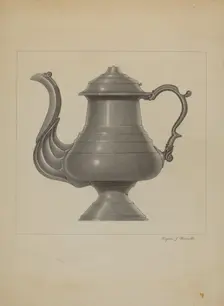 Pewter Coffee Pot, c. 1936. Creator: Eugene Barrell