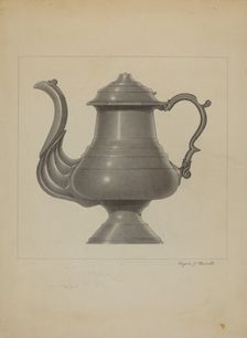 Pewter Coffee Pot, c. 1936. Creator: Eugene Barrell
