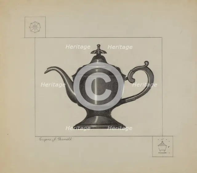 Pewter Coffee Pot, c. 1936. Creator: Eugene Barrell.