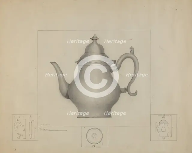 Pewter Coffee Pot, c. 1936. Creator: Henry Meyers.