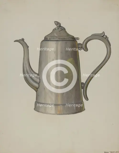 Pewter Coffee Pot, c. 1937. Creator: Dana Bartlett.