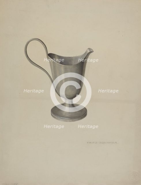 Pewter Cream Pitcher, c. 1939. Creator: Fritz Boehmer.