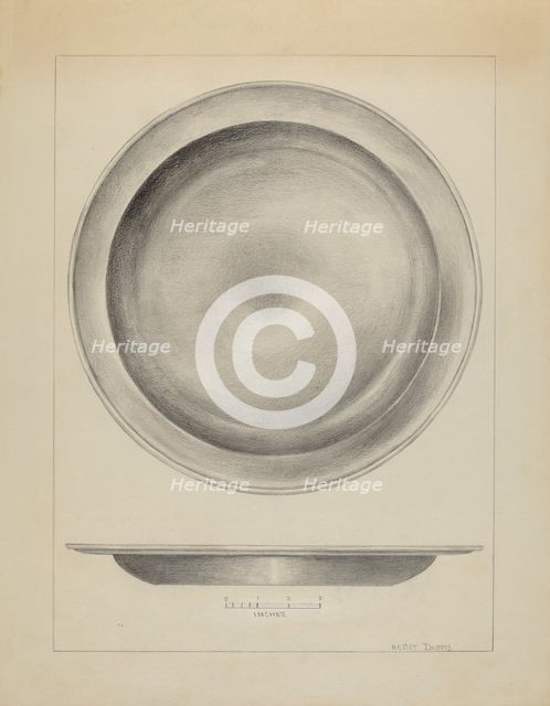 Pewter Deep Plate, c. 1937. Creator: Hester Duany.