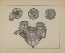 Pewter Desk Set, 1936. Creator: Mae Szilvasy