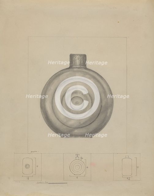 Pewter Dram Bottle, c. 1936. Creator: Henry Meyers.