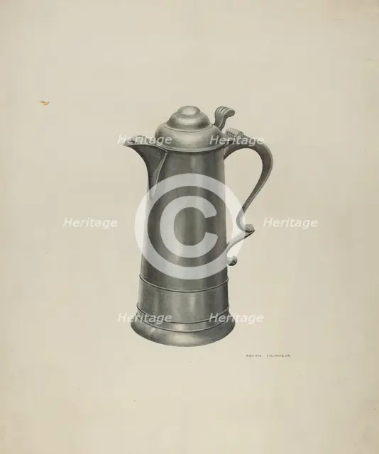 Pewter Flagon, 1935/1942. Creator: Archie Thompson.