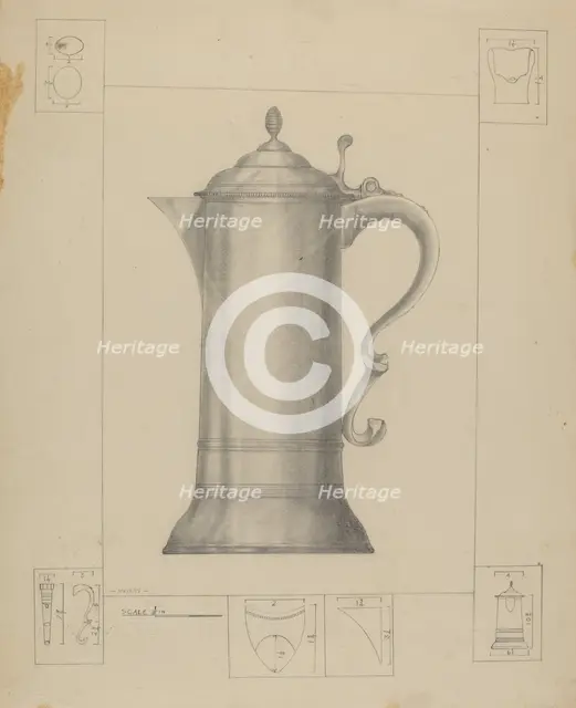 Pewter Flagon, 1935/1942. Creator: Henry Meyers.