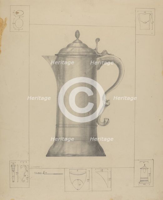 Pewter Flagon, 1935/1942. Creator: Henry Meyers.
