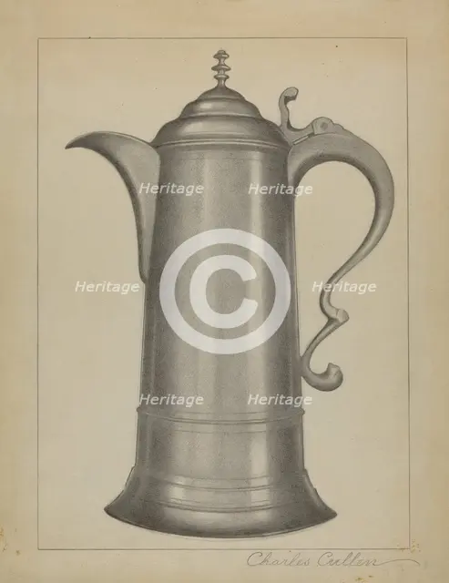 Pewter Flagon, 1936. Creator: Charles Cullen.