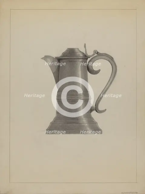 Pewter Flagon, c. 1936. Creator: A. Zaidenberg.