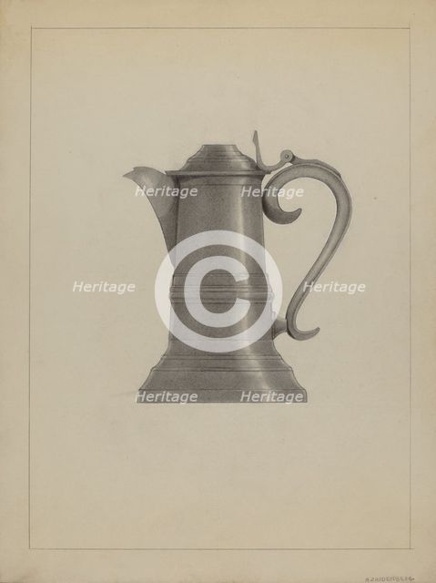 Pewter Flagon, c. 1936. Creator: A. Zaidenberg.