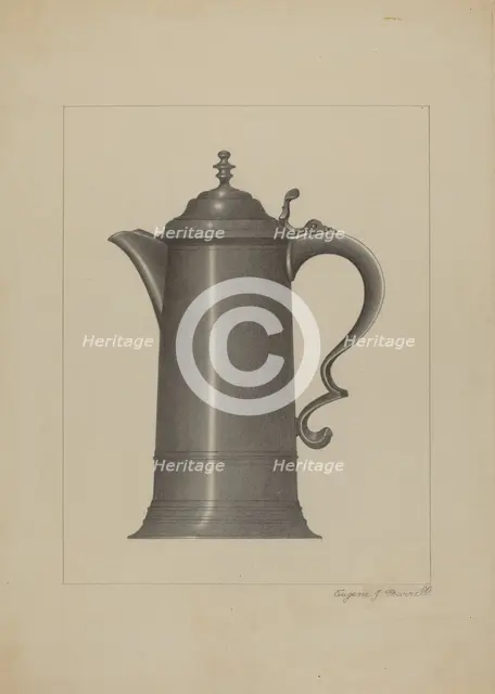 Pewter Flagon, c. 1936. Creator: Eugene Barrell.