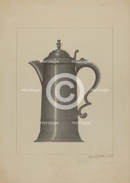 Pewter Flagon, c. 1936. Creator: Eugene Barrell.