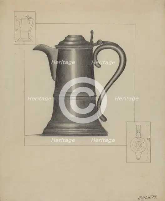 Pewter Flagon, c. 1936. Creator: Herman Bader.