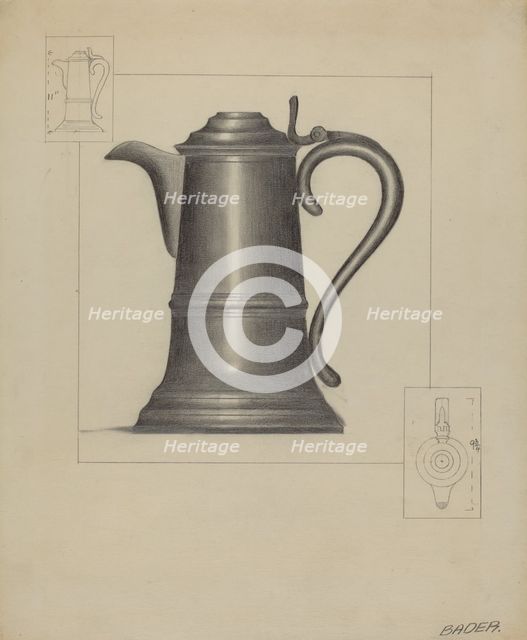 Pewter Flagon, c. 1936. Creator: Herman Bader.
