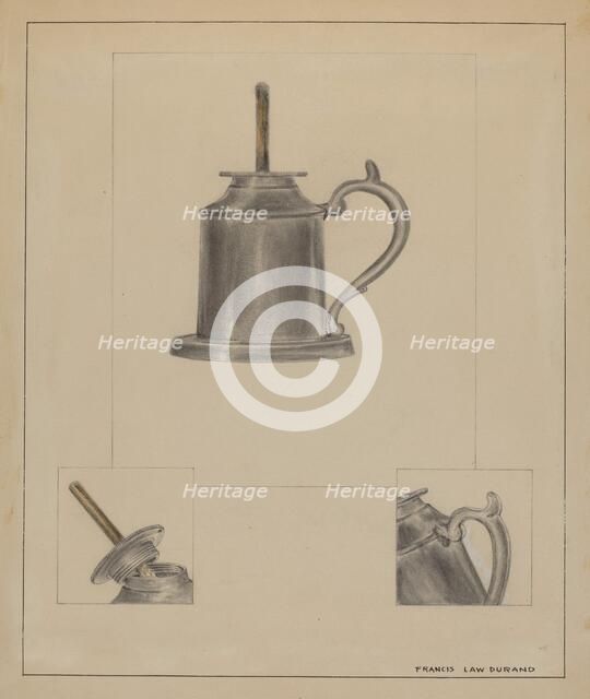 Pewter Fluid Lamp, c. 1936. Creator: Francis Law Durand.