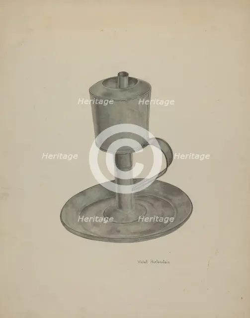 Pewter Grease Lamp, c. 1941. Creator: Violet Hartenstein.