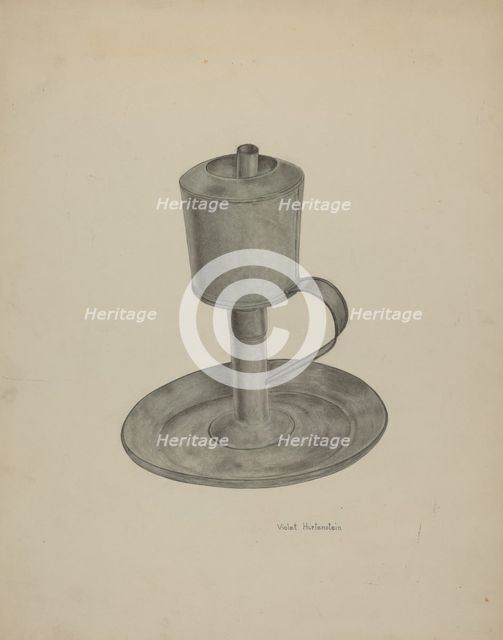 Pewter Grease Lamp, c. 1941. Creator: Violet Hartenstein.