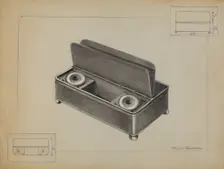 Pewter Inkwell, c. 1936. Creator: Salvatore Borrazzo