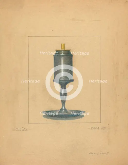 Pewter Lamp, 1935/1942. Creator: Eugene Barrell.