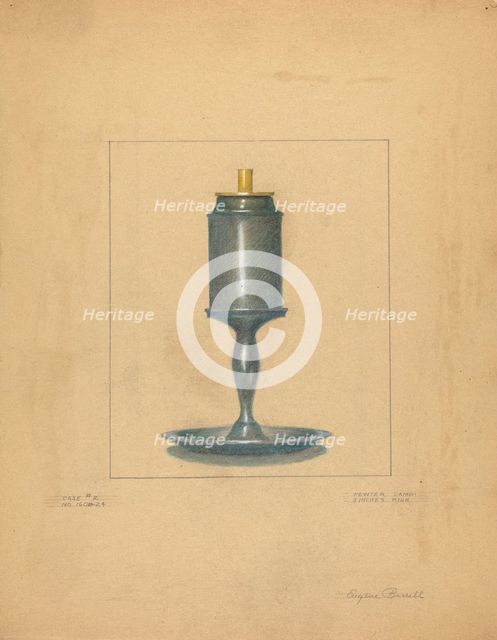 Pewter Lamp, 1935/1942. Creator: Eugene Barrell.